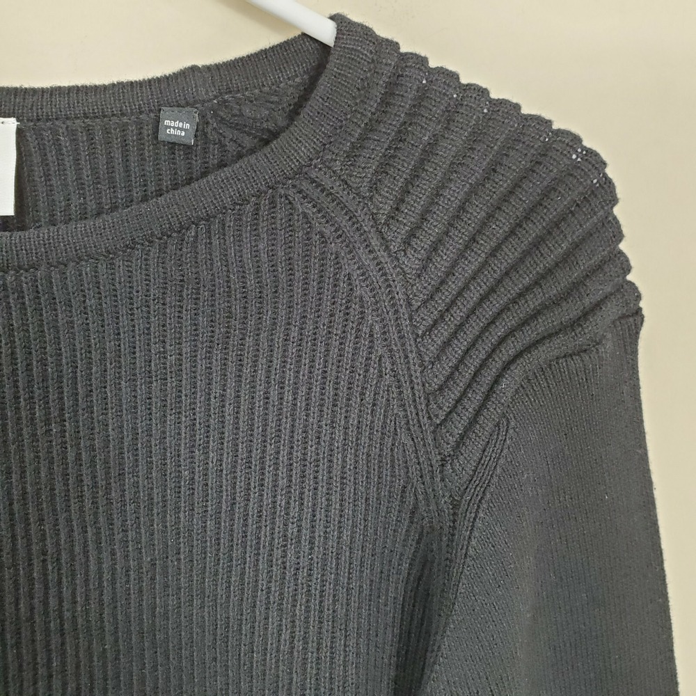 Cabi Crop Prep Pullover Sweater Hi Low Knit Ribbed Long Sleeve S 3525 black knit - Picture 3 of 6